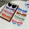 KAMMPT 8 pezzi per set occhiali da sole a forma di cuore carini per ragazze nuovi ed eleganti occhiali da sole per bambini multicolori tonalità di decorazioni sfumate alla moda