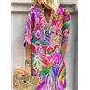 owner girl Abito con stampa vintage Lady Fashion manica corta scollo a V abiti larghi per le donne Casual Boho Holiday abbigliamento donna nuova veste Femme
