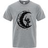T-shirt da uomo casual estiva fresca a maniche corte in misto cotone di alta qualità con stampa lunare, vestibilità ampia