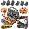 camry Tostapane per panini 6 in 1, piastrelle antiaderenti da 1200 W, manico sicuro, multifunzionale, argento/grigio
