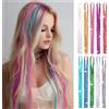 NONE SAHWILE 10 pezzi/confezione Extension per capelli in tinsel, capelli sintetici glitterati da 36 pollici, colore misto, per Capodanno e Natale