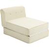 HOMCOM Poltrona trasformabile HOMCOM 1 posto, poltrona relax 1 posto con schienale imbottito, materasso pieghevole - per ospiti, soggiorno, portata, kg, velluto a coste color crema