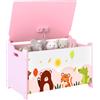 AIYAPLAY Contenitore per Giocattoli per Bambini con Coperchio a Scatto, Baule Portaoggetti per Bambini con Cerniere di Sicurezza, Rosa
