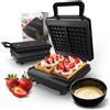 camry Piastra per Waffle per 2 Grandi Waffle 8,5x14,5 cm 1800W Antiaderente Non Infiammabile con Supporto 2 Luci