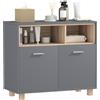 HOMCOM Mobiletto contenitore per bagno, mobile contenitore in stile moderno con scomparti aperti e doppie ante, armadietto per bagno, soggiorno, cucina - 80L x 35P x 70H cm, Grigio