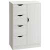 HOMCOM Mobile buffet contenitore moderno e pratico con 1 armadietto e 4 cassetti - Portabevande - per soggiorno, cucina, ingresso, sala da pranzo - Bianco