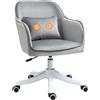 HOMCOM Sedia da ufficio HOMCOM in velluto con cuscino massaggiante integrato, altezza regolabile, girevole a 360° ° grigio chiaro