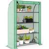 Outsunny Serra da giardino in PE con scaffali a 4 livelli, Serra da balcone, Telo rinforzato 135g/m², Telaio in acciaio, Porta con cerniera, per piante, fiori, ortaggi, 120x50x cm, Verde