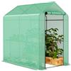 Outsunny Serra da giardino in PE con ripiano a 2 livelli, Serra da balcone, Telo rinforzato 140g/m², Struttura in acciaio, Porta con cerniera, per piante, fiori, ortaggi, 186x190 cm, Verde
