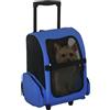 PawHut Borsa da trasporto PawHut con ruote per cani 2 in 1, trolley per cani e gatti, 42x25x55 cm, Blu