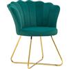 HOMCOM Poltrona HOMCOM Casefish in Velluto con Piedini in Acciaio per Soggiorno e Camera da Letto 69x64x80 cm Verde Scuro