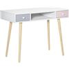 HOMCOM Scrivania per bambini in stile scandinavo con cassetto e vano portaoggetti 100L x 48L x 76,5H cm in MDF e legno grigio e bianco