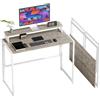 HOMCOM Scrivania Pieghevole per Computer, Scrivania con Supporto per Schermo, Struttura in Acciaio, Tavolo per Computer per Camera da Letto, Studio, Piccoli Spazi, 100x48x cm, Colore Naturale