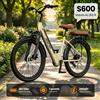 Aairsk S600 Bicicletta elettrica, City eBike da 26 pollici per adulti, batteria rimovibile da 13Ah, da 70 a 100 km Lungo raggio, 7 Velocità, Keylsss, Velocità 25 km/h, Bicicletta elettrica a motore da