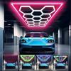 NONE Luci da Garage Esagonali 14 Hex 6500K Super Luminose a LED a Nido d'Ape con Cornice Rettangolare, Illuminazione da Soffitto Esagonale Impermeabile IP54 per Detailing Auto, Officine 4S, Palestre,