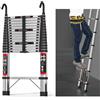 NONE Scala telescopica in acciaio inox da 5 m, con pattini antiscivolo e gancio, facile da trasportare, retrattile, versatile, facile da usare.