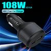 Ueetop Caricabatterie da Auto 108W Tipo C USB Ricarica Rapida per iPhone 17 16 15 Xiaomi, Caricatore Veloce 4.0 3.0 per Telefono Cellulare PD