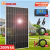 DOKIO Set di pannelli solari rigidi impermeabili Dokio 18V 200W con regolatore di carica per casa, per caricare batterie auto 12V, monocristallini, Cina