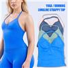 NONE Reggiseno sportivo da donna con spalline lunghe, stile halter, per yoga, corsa e fitness, con imbottitura e design a schiena scoperta
