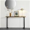 SoBuy FSB50-PF Tavolo consolle vintage metallo, tavolo da ingresso, tavolo decorativo, credenza, tavolino stretto, tavolo da divano, Naturale/Nero, dimensioni ca: 120x75x20cm