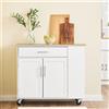 SoBuy FKW133-WN Isola cucina con piano, carrello su ruote, vano robusto acciaio inox, ideale per caffetteria e barbecue, per amanti cucina Bianco 99x85x40 cm