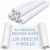 Verphysis 6 Rotoli Carta Termica A4 per Stampante Portatile, Circa 21 Fogli/Rotolo | Carta Termica A4, A4 Carta termica per stampante, Senza BPA, Asciugatura Rapida, per Foto, Documenti, Contratt, 21cm x 6.2m