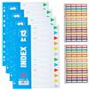LiangSanXin 4 Pz Divisori per Raccoglitori ad Anelli A4, Separatori Raccoglitore ad Anelli A4 Plastica, Divisori Alfabetici per Raccoglitori A4per cartelle in plastica da 1 a 12 parti per pagina, con 64 adesivi