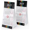Geiger-Office Calendario 3 mesi 2027 Mini, 2 calendari da tavolo, 10 x 20 cm, calendario mensile con cursore per la data e panoramica delle vacanze, prodotto in Germania Geiger-Office
