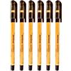 Matador WoodMark - Penna a sfera con inchiostro gel a base di olio, punta NS a scomparsa media (0,6 mm) con punta TC Ball Wood Mark Ball | Opportunità di ricarica extra | Confezione da 6 (nero)