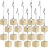 PATIKIL Porta Cartellini, 20Pcs Supporto Per Memo Con Fermaglio A Coccodrillo Porta Numeri Tavolo Base In Legno Per Immagini Note Cartoncini, Marrone