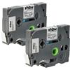 vhbw 2x Cassetta nastro sostituisce Brother TZE-231S per etichettatrice 4m x 12 mm nero su bianco, laminato