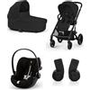 Cybex TRIO BALIOS S LUX BLK MOON BLACK CON NAVICELLA COTS E SEGGIOLINO CLOUD G3 PLUS MOON BLACK + ADATT.