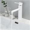 ONECE Rubinetto Bagno Lavabo Bianco, Miscelatore Monocomando in Acciaio Inox 304, Aeratore Rimovibile, Rubinetti Acqua Calda e Fredda, Senza Piombo