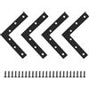 SAYAYO Staffa Angolare Piatta a Forma di L Nero 120mm* 120mm in Acciaio Inox Angolo Retto Angolari Staffe Squadrette Angolare a L per Riparazione Mensola di Legno Tavolo Sedia Letti Armadi, 4 Pezzi