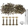 QUARKZMAN 100 Set Rivetti in Pelle 6mm x 12mm Elementi Fissaggio Borchie Rivetto a Doppio Cappuccio Metallo 3Pz Montaggio Chicago per Borse Scarpe Pelle Riparazioni, Bronzo