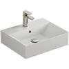 Aqua Bagno Lavabo da 60 cm di larghezza, in ceramica, moderno, da appoggio e sospeso, rettangolare con bordo sottile, superficie facile da pulire, foro per rubinetto e troppopieno, montaggio a parete