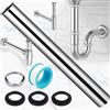 Oneroomone Tubo di Prolunga per Sifone da 300 mm Adatto per lavello da cucina -Con Superficie Cromata Resistente Alla Corrosione, 300mm Canotto per Sifone per Lavandino Set Completo di Strumenti di Installazione