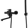 Homelava Rubinetti Vasca da Bagno a Muro con Doccetta, Rubinetto Miscelatore Vasca da Bagno Nero, Acciaio Inossidabile 304， Braccio Girevole 23 cm, Girevole a 360°