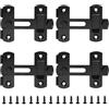 XhjzgcTech Serrature e catenacci per porte di fienili scorrevoli a 180°, confezione da 4, chiusure nere con chiusura a scatto, per porte di fienili, bagno, garage, finestre