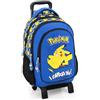 Clondo Zaino Trolley Scuola Bambini Per Pokemon Fan con Carrello Rimovibile - Ergonomico, 33x43x15 cm, Tasche Porta Borraccia, Spallacci Imbottiti - Ideale per Elementari e Viaggio