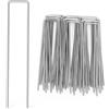 Qianruida 50 Picchetti Giardino Picchetti Telo Pacciamatura Picchetti da Giardino a Forma di U da Campeggio, Tenda 150 x 25 mm, Ø 2.8 mm- Argento