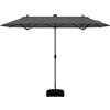 KOMFOTTEU Ombrellone da Giardino Doppio 4 x 2 m con LED, Ombrellone Rettangolare con Manovella e Base, Ombrellone da Balcone Grande Impermeabile, Ombrellone da Patio per Piscina, Cortile (Grigio)