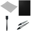 CHUANGOU Set di 5 tappetini per barbecue, 2 tongs e 1 spazzola in silicone, tappetino in rete per barbecue