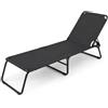 Arreditaly Lettino Pieghevole Prendisole Senza Tettuccio Parasole Schienale Reclinabile Regolabile Struttura In Metallo Nero Sedia Sdraio Per Spiaggia Mare Giardino Piscina 187 x 53 x 24 Cm Nero