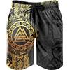 ALPTEC Novità Pantaloncini da allenamento vichinghi Pantaloncini da bagno con motivo a rune norvegesi Pantaloncini da spiaggia estivi Pantaloncini da palestra sportivi ad asciugatura rapida ( Color : Viking