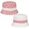 McBURN Cappello Reversibile Cotton Check Bucket Donna - Made in Italy da Sole Estivo con Fodera Estate Primavera/Estate - Taglia Unica Blu Scuro