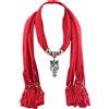 GFM Sciarpa con ciondolo a forma di gufo, Ss07-clr-vll-rosso, M