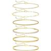 Hebterrka Cavigliera in oro da donna, impermeabile, 6 pezzi, placcati in oro 14 carati, con catene a maglie cubane a strati, gold, L