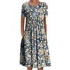 EFOFEI Donna Estate Casual Boho Sundress Allentato Stampa Fiore Vestito Stampa Floreale Midi Abiti Blu Giallo XL
