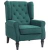 HOMCOM Poltrona per Salotto in Stile Francese con Ampia Seduta, Poltroncina in Tessuto con Gambe in Legno e Cuscini, 74x86x102 cm, Verde Scuro